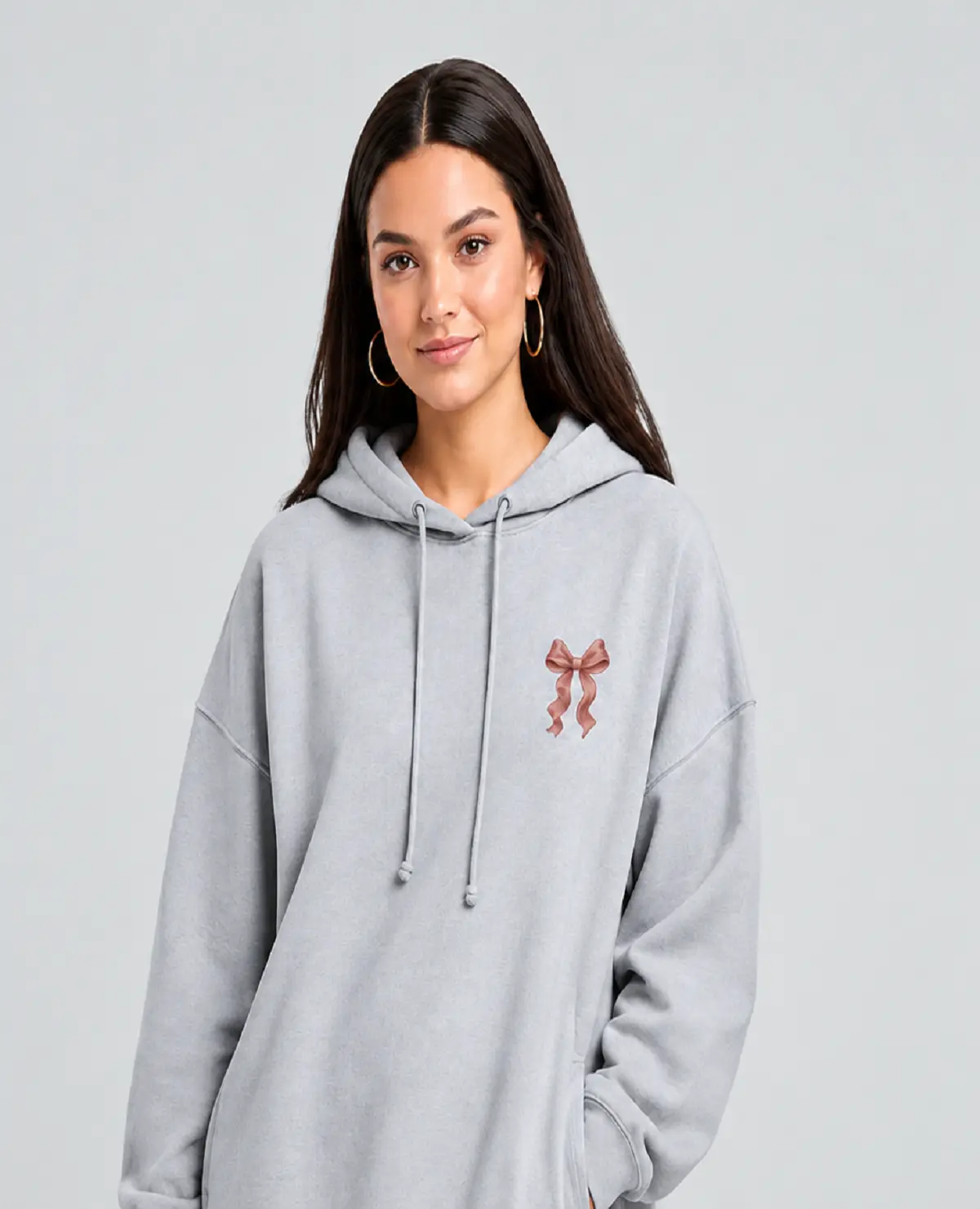 Cute Bunny Rabbit Heart Grey Pullover Hoodie